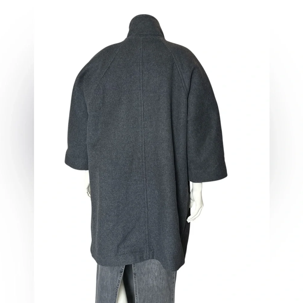 Aritzia Wilfred Dark Gray Wool & Cashmere High Collar Kimono Sleeves Coat Medium - Picture 3 of 16